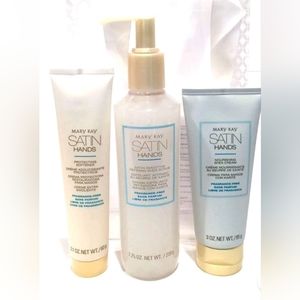 New Mary Kay Satin Hands Fragrance Free 3 Full Size Product Set in Bag